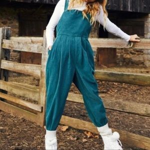 NWOT Rare Free People Josephine Corduroy Overall Teal Size S $148